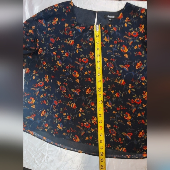 Floral Ruffle Bell-Sleeve Blouse - Navy Floral - Picture 10 of 16